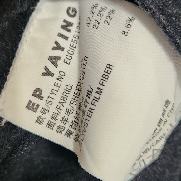 EP Yaying Women's Black V-neck Wool Top Size 3(S) Long Sleeve 3 button Faux Wrap - Picture 6 of 7